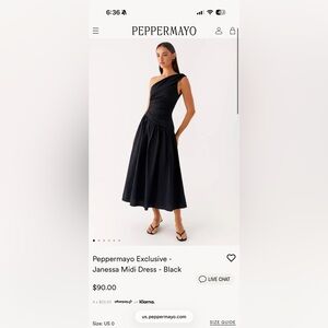 Peppermayo Elegant Black One-Shoulder Dress